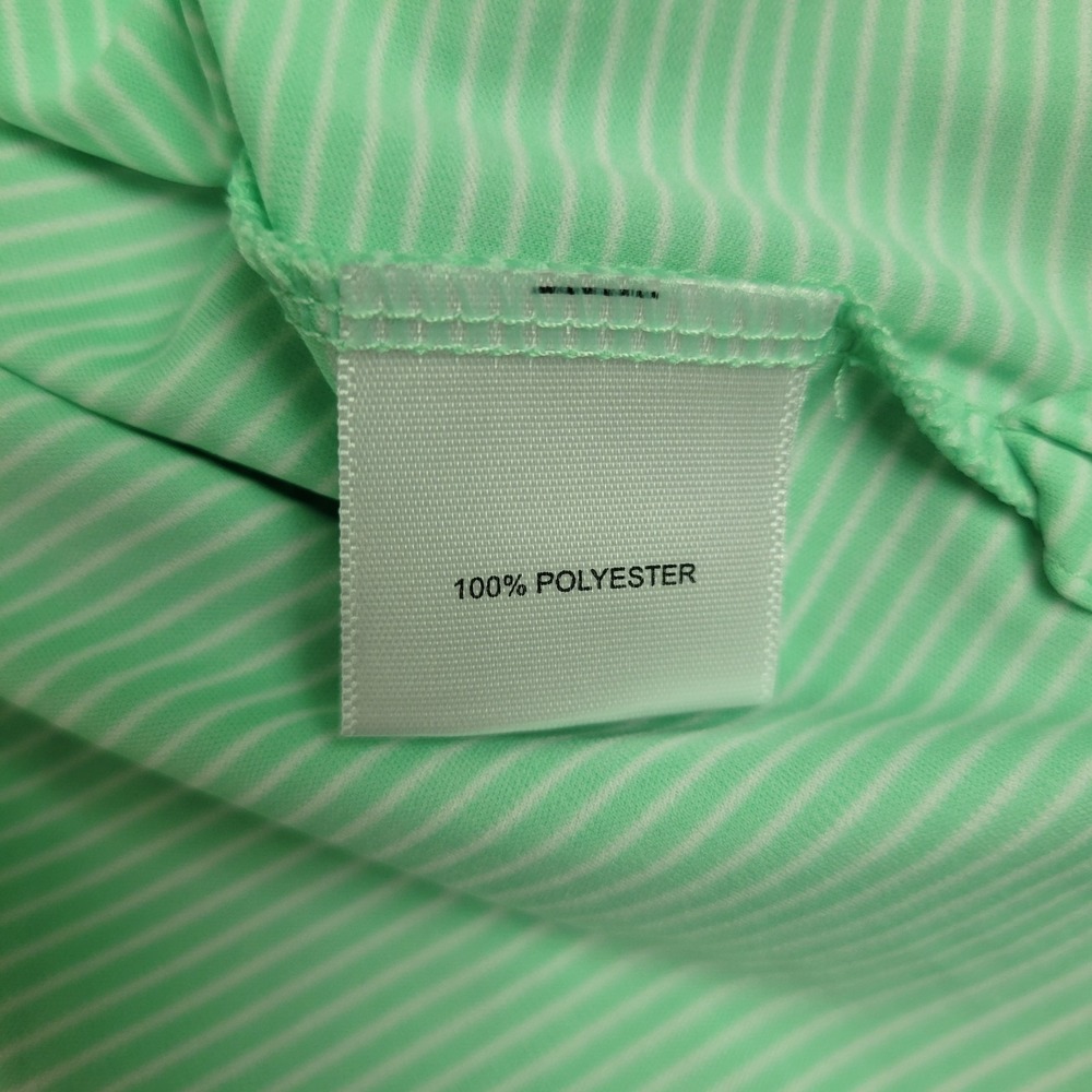 Peter Millar Featherweight Mens XL Green White Striped Performance Stretch Polo - Picture 5 of 6